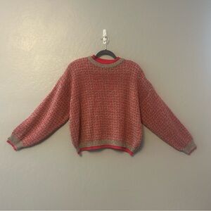 A. Benedetto coral pink and gray vintage acrylic sweater size medium